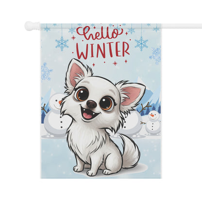 Chihuahua Hello Winter Garden Banner