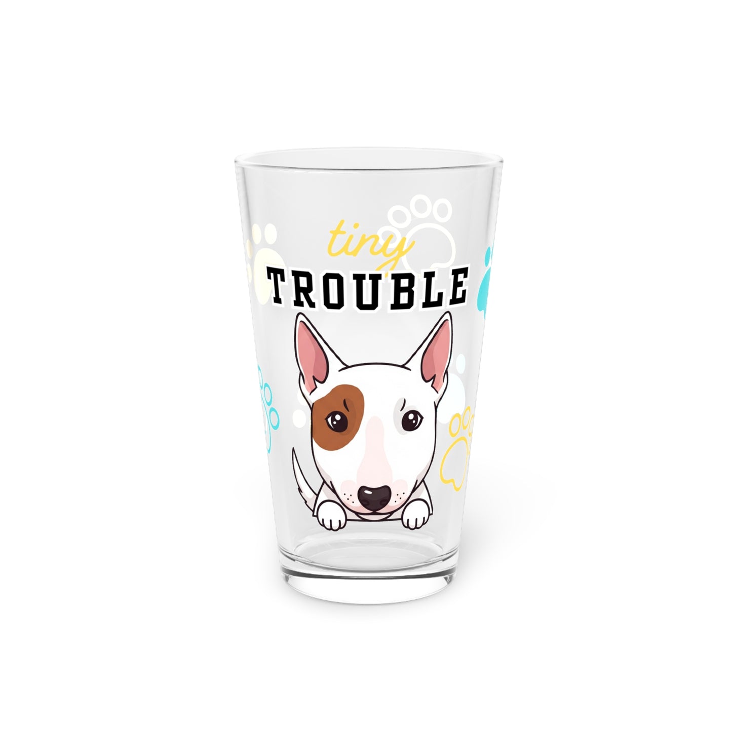 Bull Terrier Tiny Trouble Pint Glass