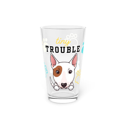 Bull Terrier Tiny Trouble Pint Glass