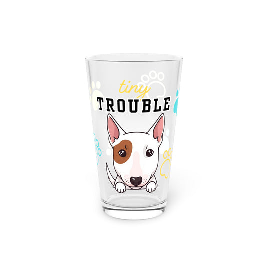 Bull Terrier Tiny Trouble Pint Glass
