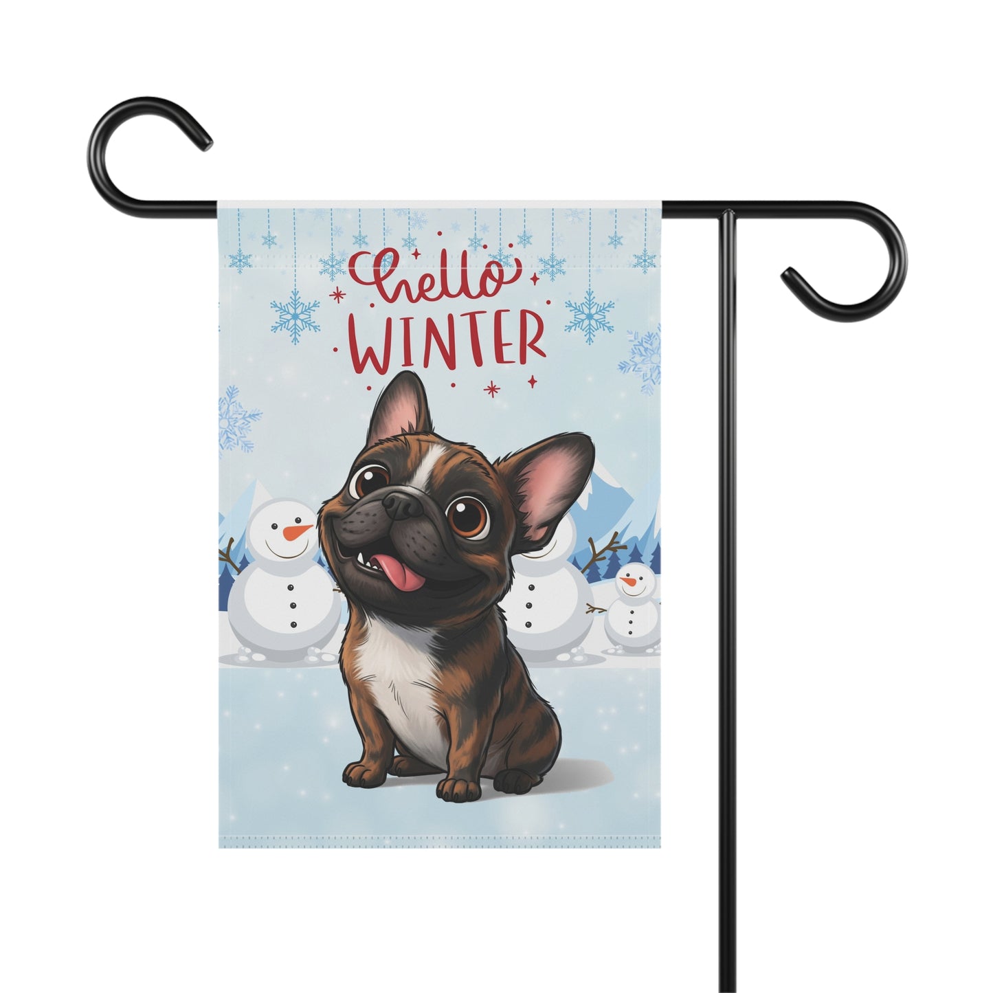 Frenchie Hello Winter Garden Banner