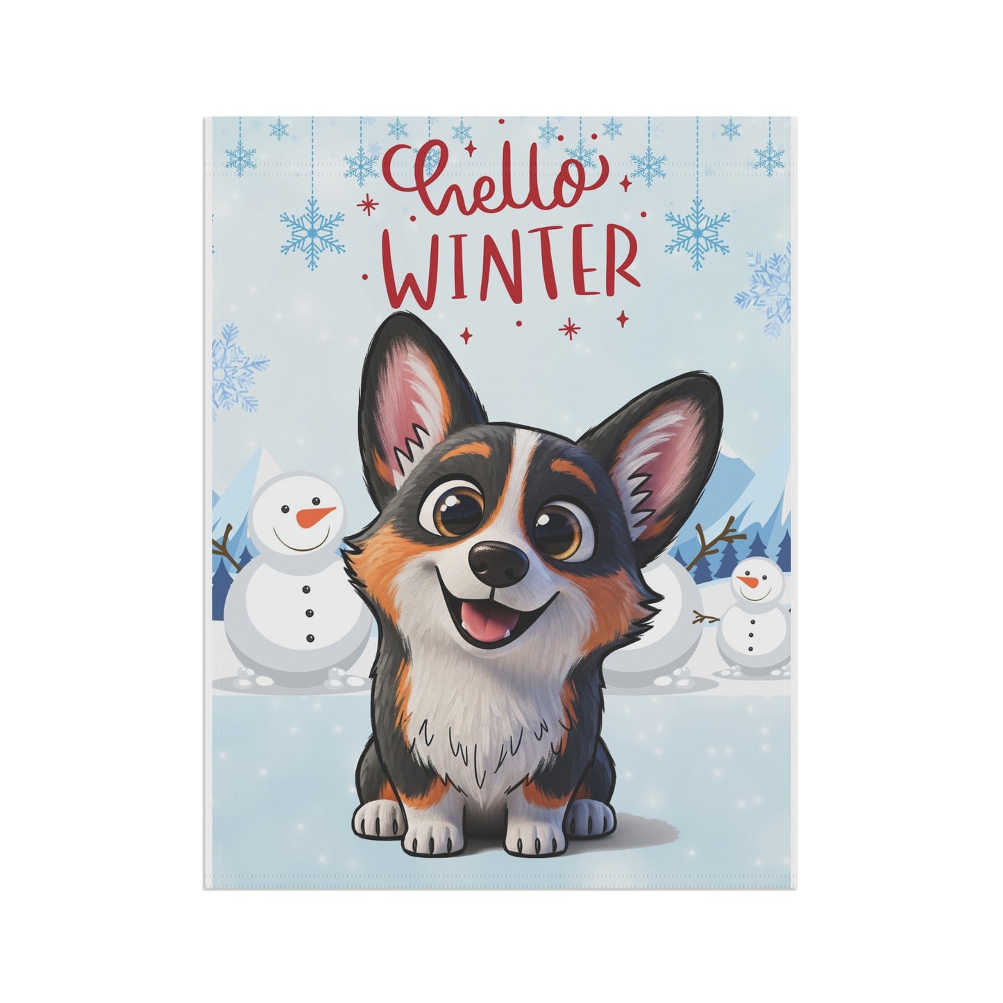 Corgi Hello Winter Garden Banner