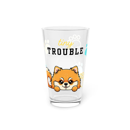 Pomeranian Tiny Trouble Pint Glass