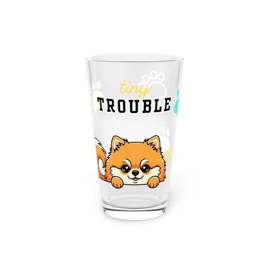 Pomeranian Tiny Trouble Pint Glass