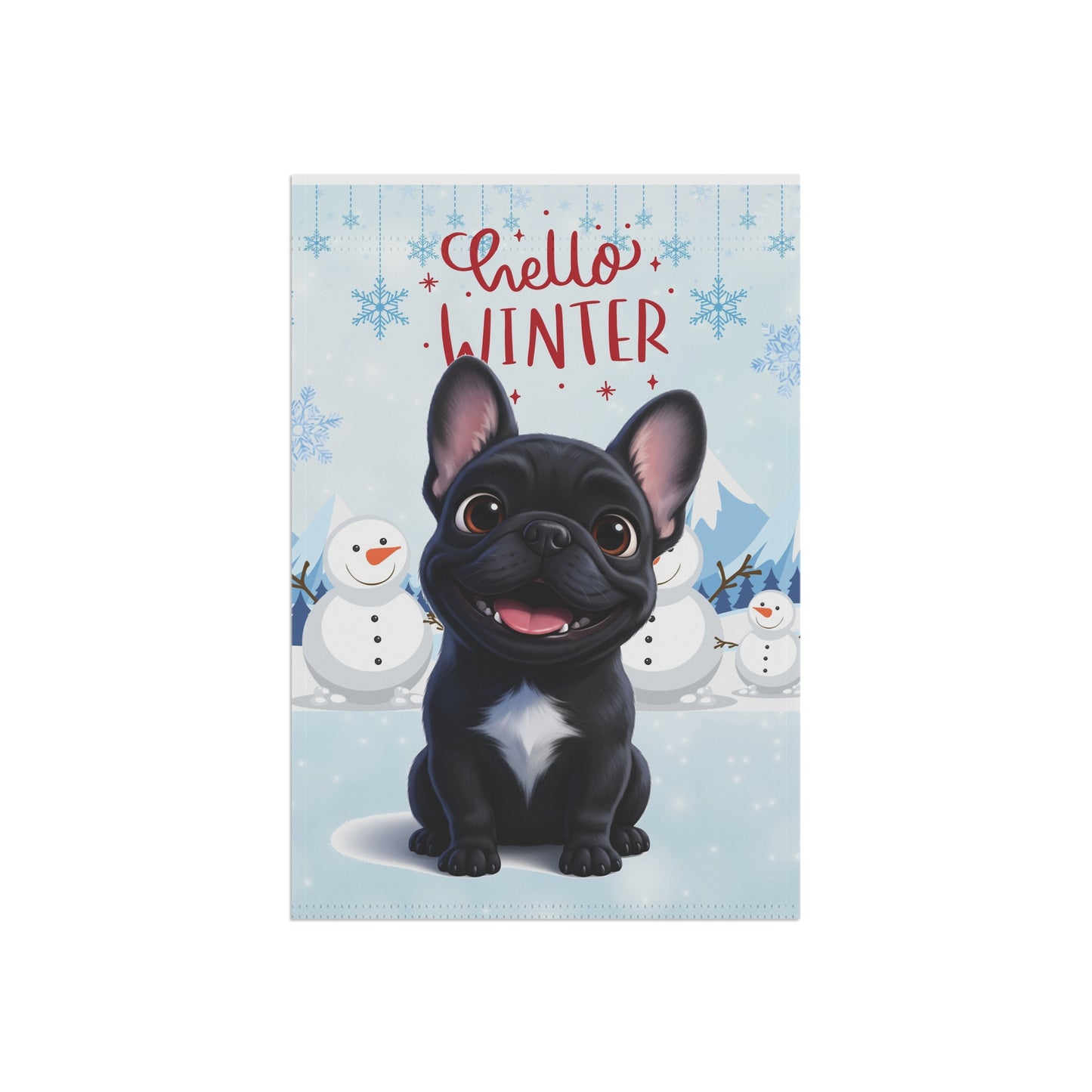 Frenchie Hello Winter Garden Banner