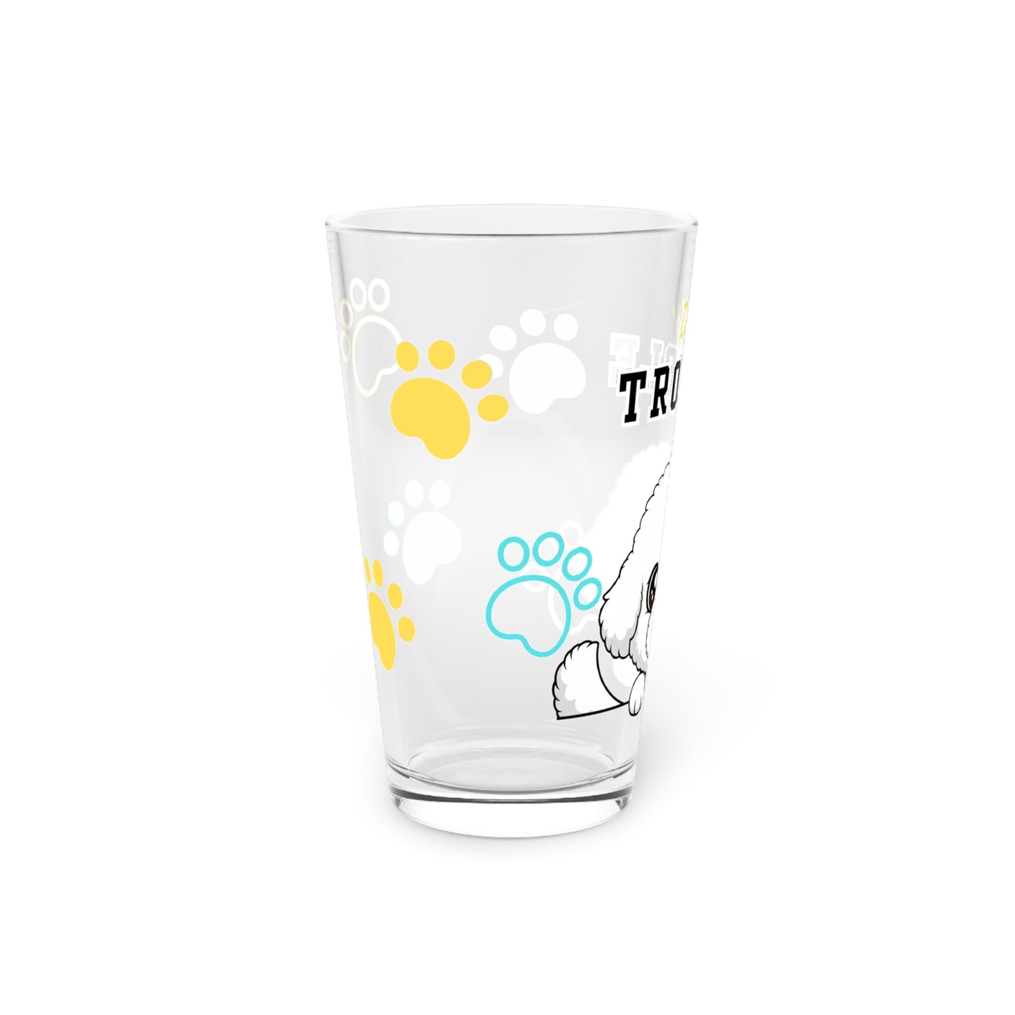 Bichon Frise Tiny Trouble Pint Glass