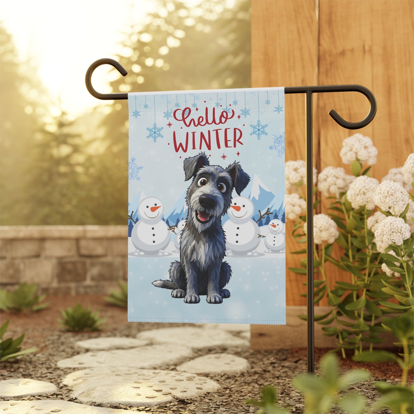 Scottish Deerhound Hello Winter Garden Banner