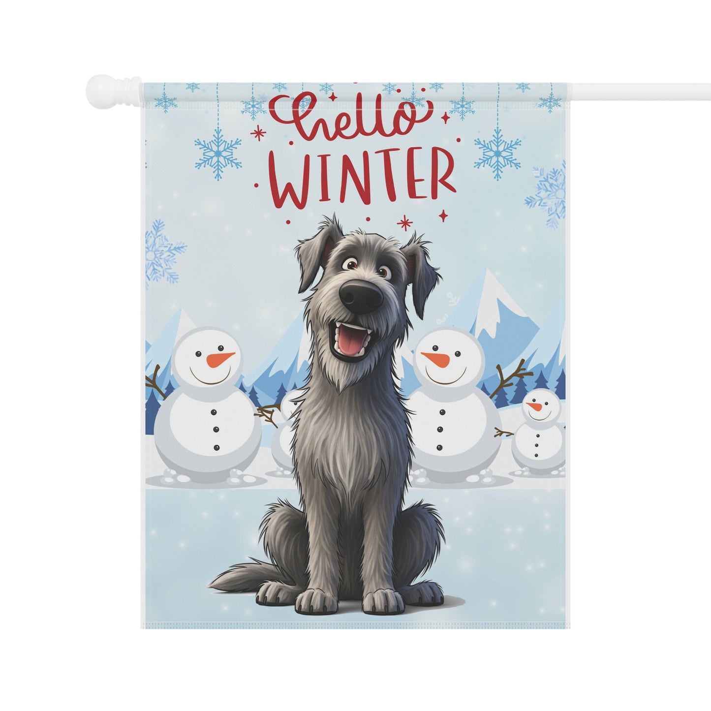 Irish Wolfhound Hello Winter Garden Banner