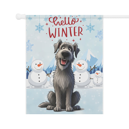 Irish Wolfhound Hello Winter Garden Banner