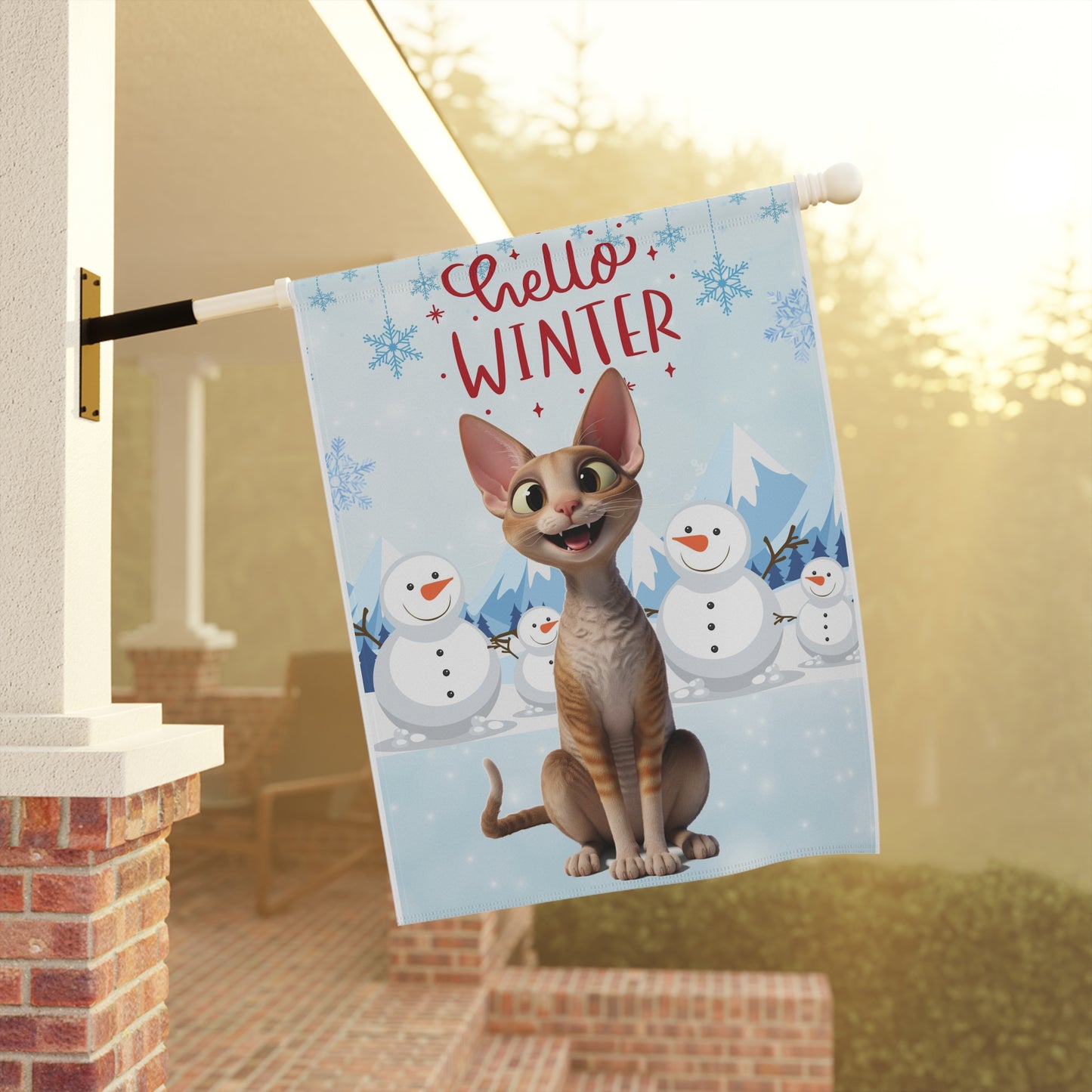 Devon Rex Hello Winter Garden Banner