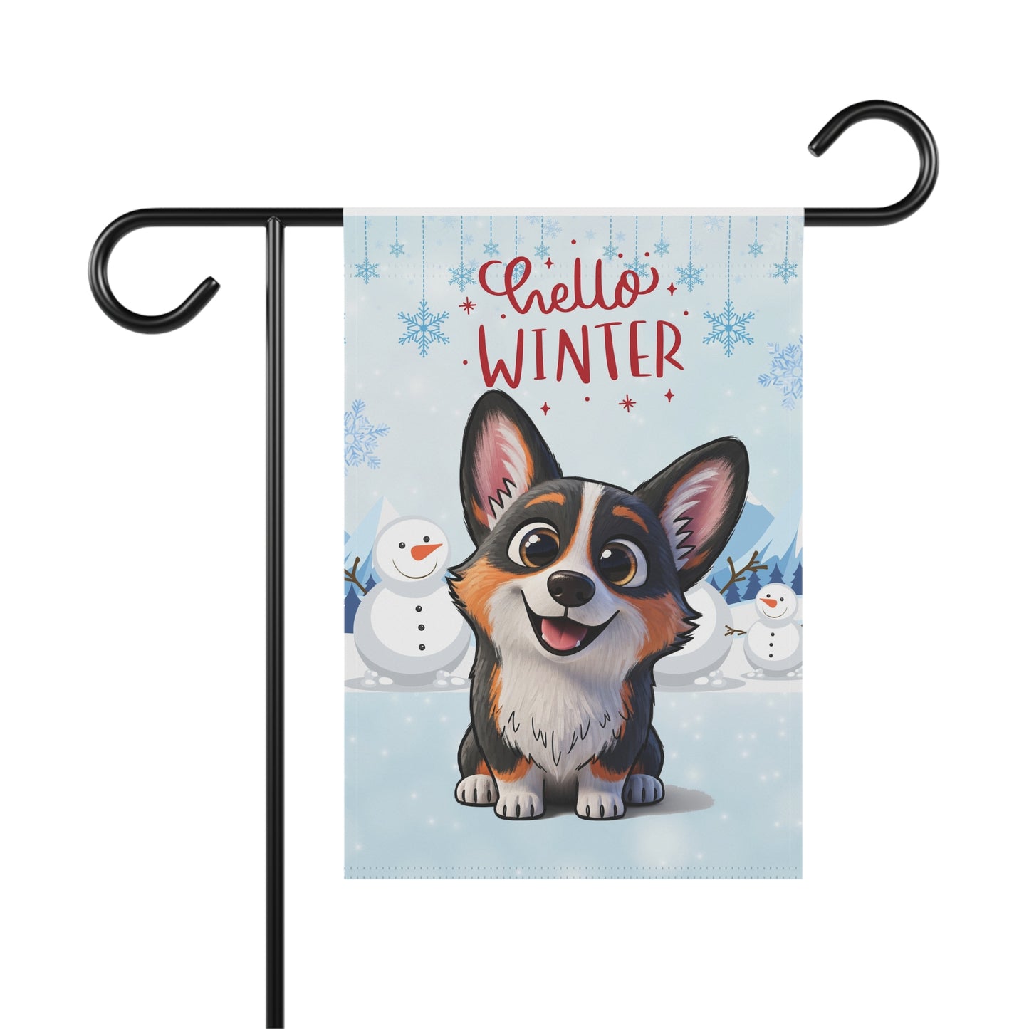 Corgi Hello Winter Garden Banner