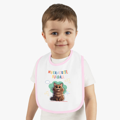 Long hair Brown Tabby Cat Favorite Furball Baby Bib