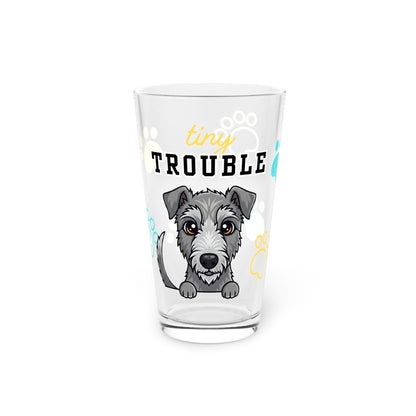 Scottish Deerhound Tiny Trouble Pint Glass