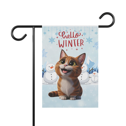 Munchkin Cat Hello Winter Garden Banner