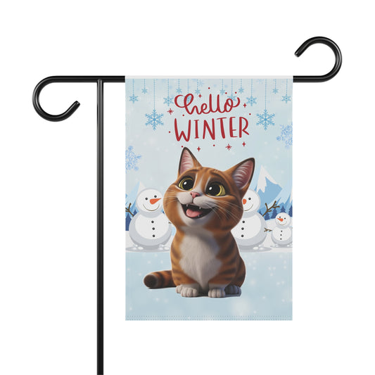 Munchkin Cat Hello Winter Garden Banner