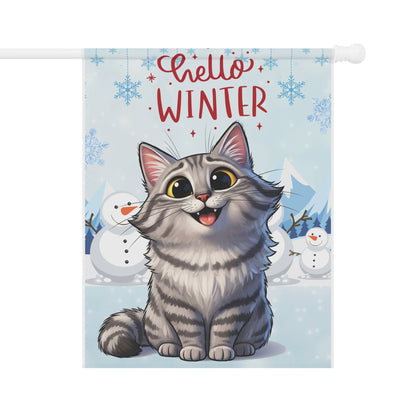 Siberian Cat Hello Winter Garden Banner