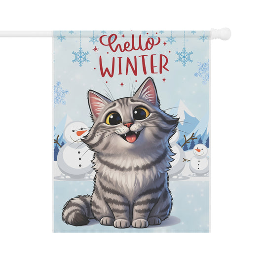 Siberian Cat Hello Winter Garden Banner