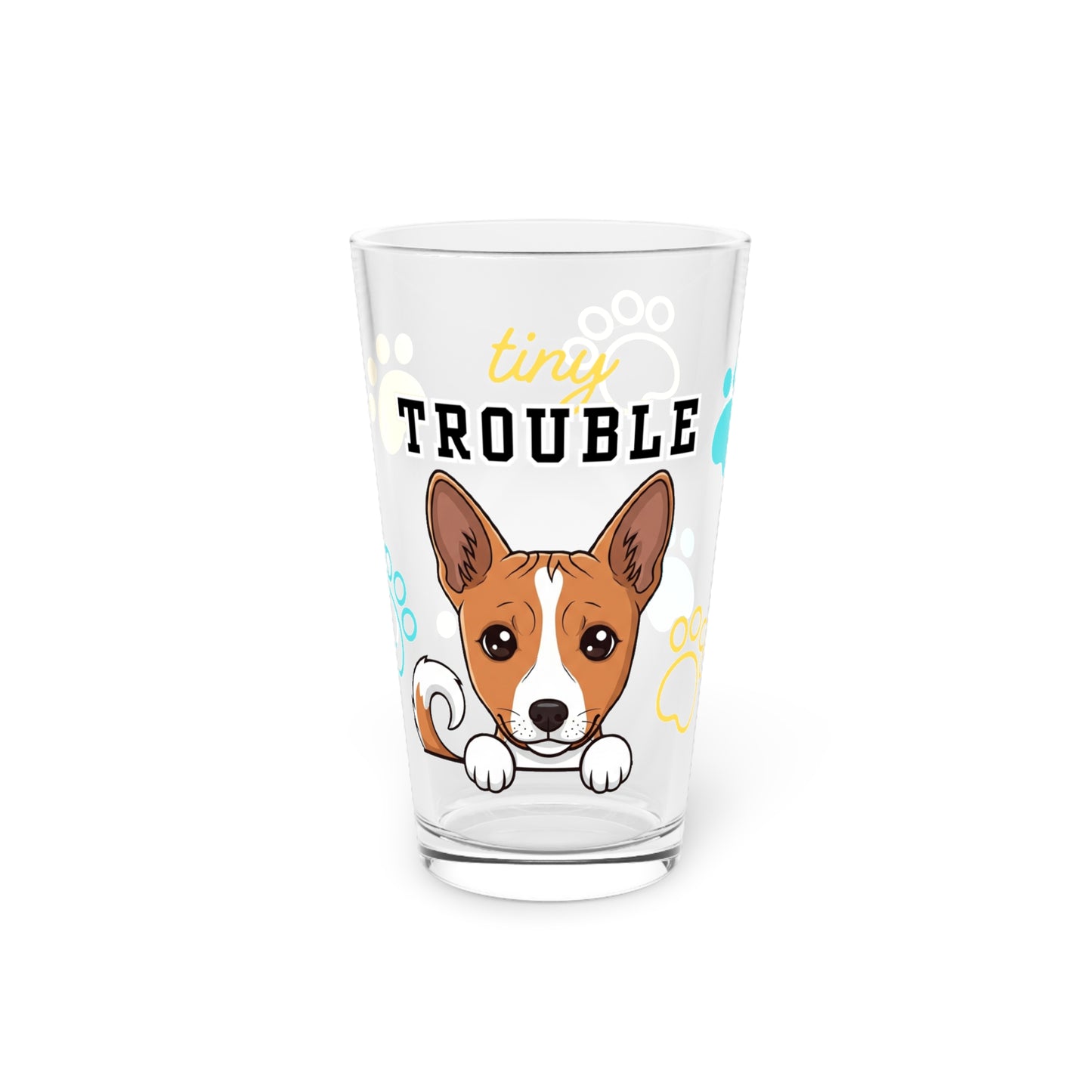 Basenji Tiny Trouble Pint Glass