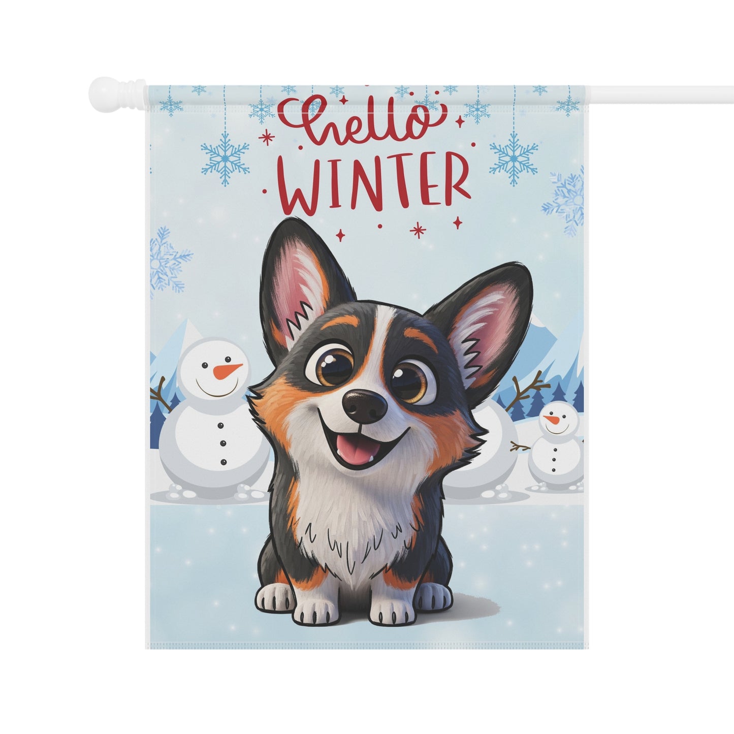 Corgi Hello Winter Garden Banner