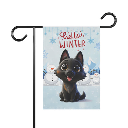 Malinois Hello Winter Garden Banner