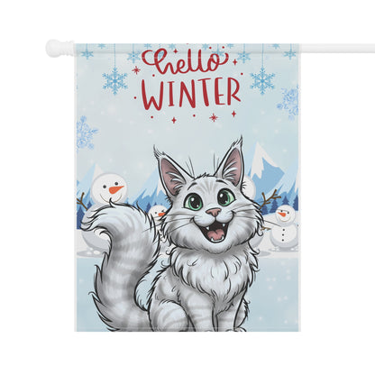 Maine Coon Hello Winter Garden Banner