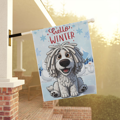 Komondor Hello Winter Garden Banner