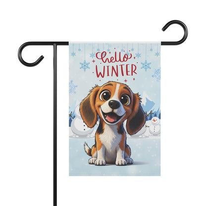 Beagle Hello Winter Garden Banner