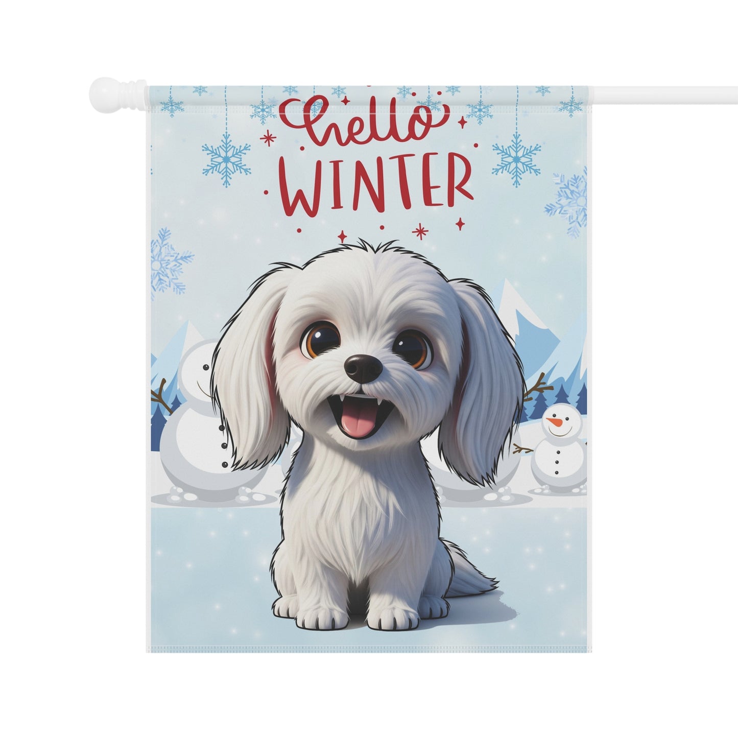 Maltese Hello Winter Garden Banner