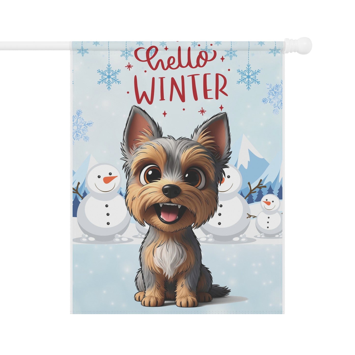 Yorkie Hello Winter Garden Banner