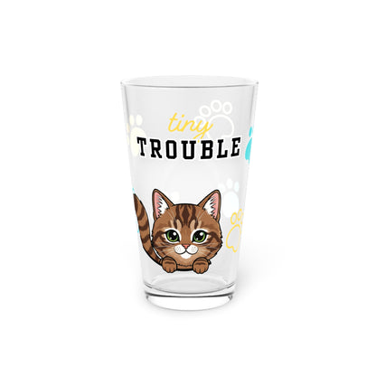 Short hair brown tabby cat Tiny Trouble Pint Glass