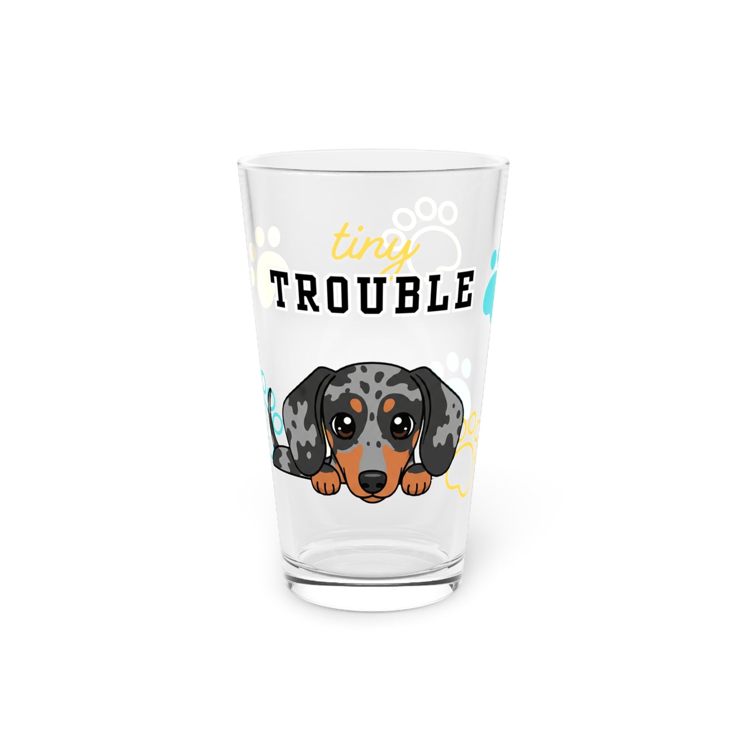 Dacshund Tiny Trouble Pint Glass