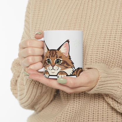 Norwegian Forest Cat Peek-a-Boo Mug | Best Norwegian Forest Mama Gift