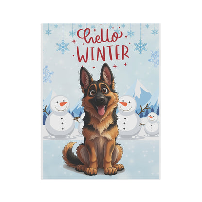 German Shepherd Hello Winter Garden Banner