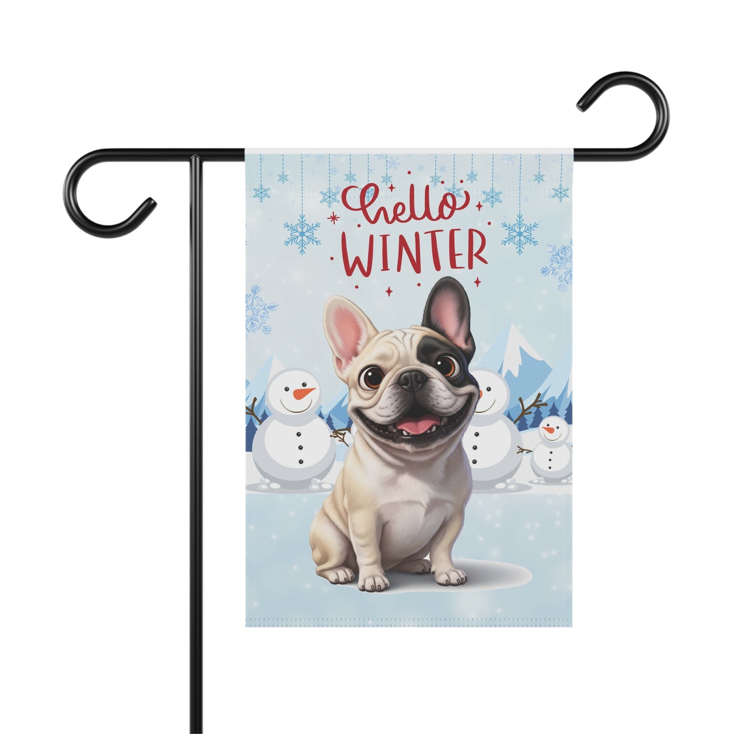 Frenchie Hello Winter Garden Banner