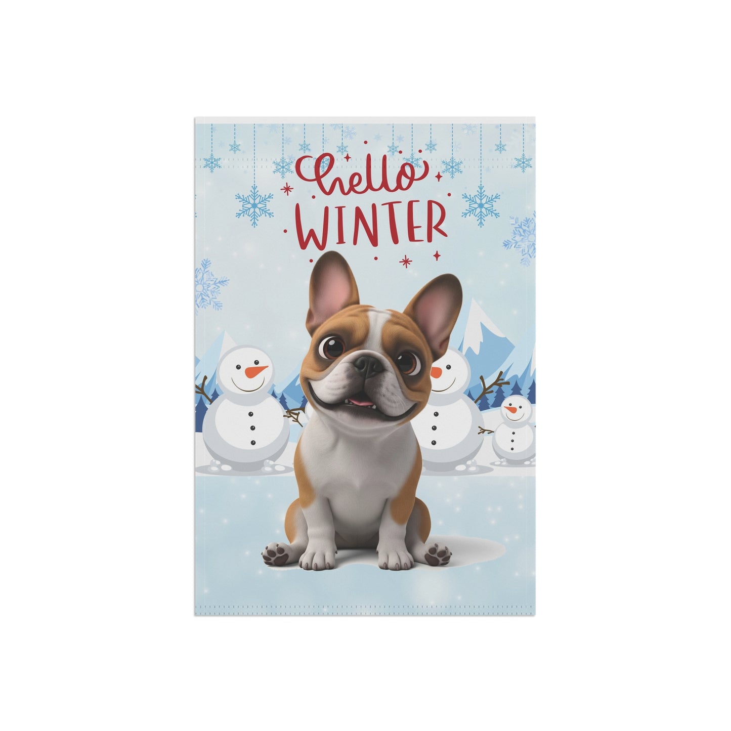 Frenchie Hello Winter Garden Banner