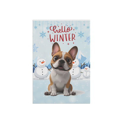 Frenchie Hello Winter Garden Banner