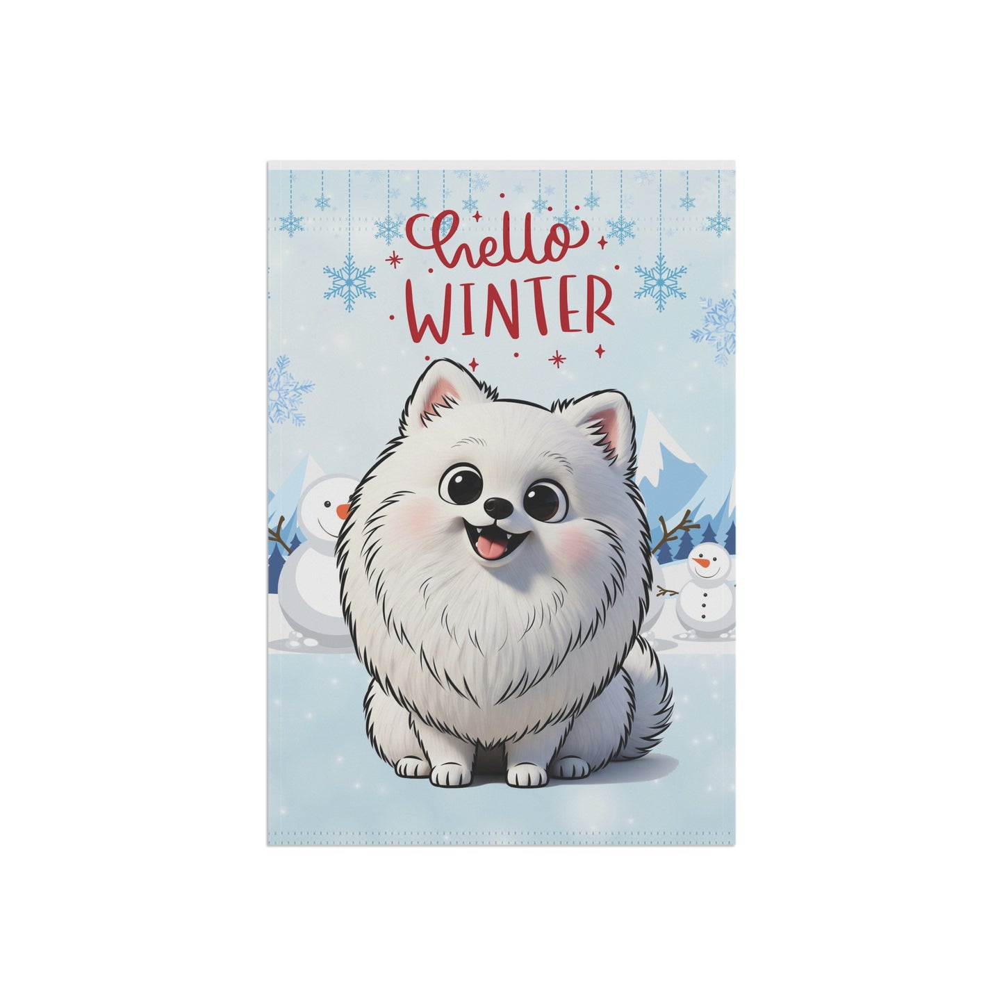 Pomeranian Hello Winter Garden Banner