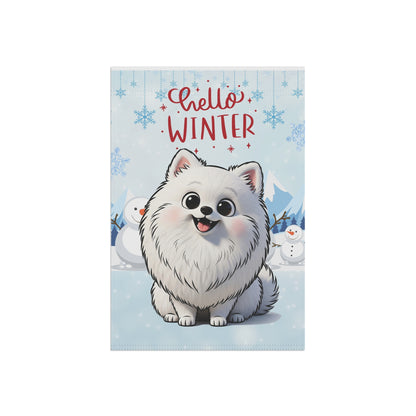 Pomeranian Hello Winter Garden Banner