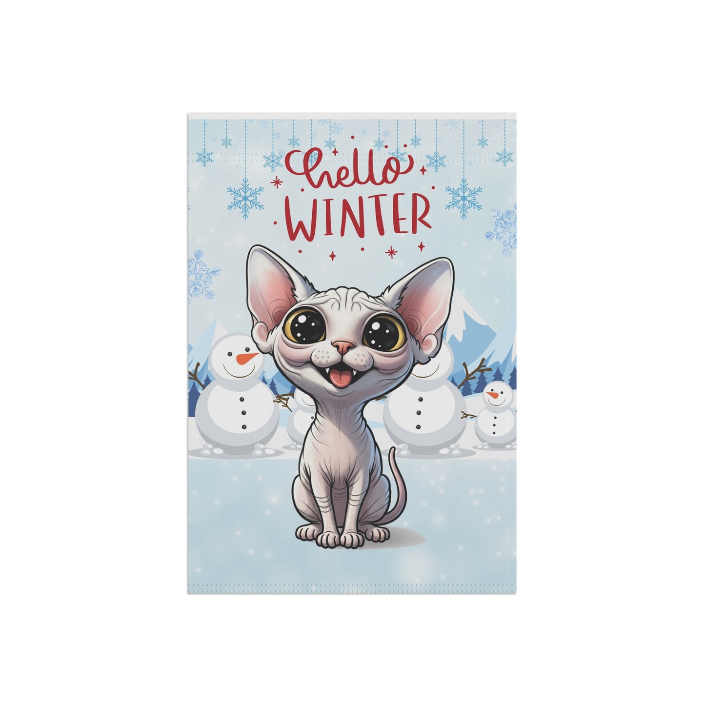 Sphynx Cat Hello Winter Garden Banner