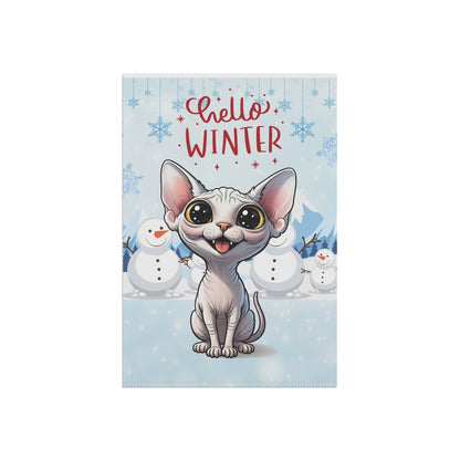 Sphynx Cat Hello Winter Garden Banner