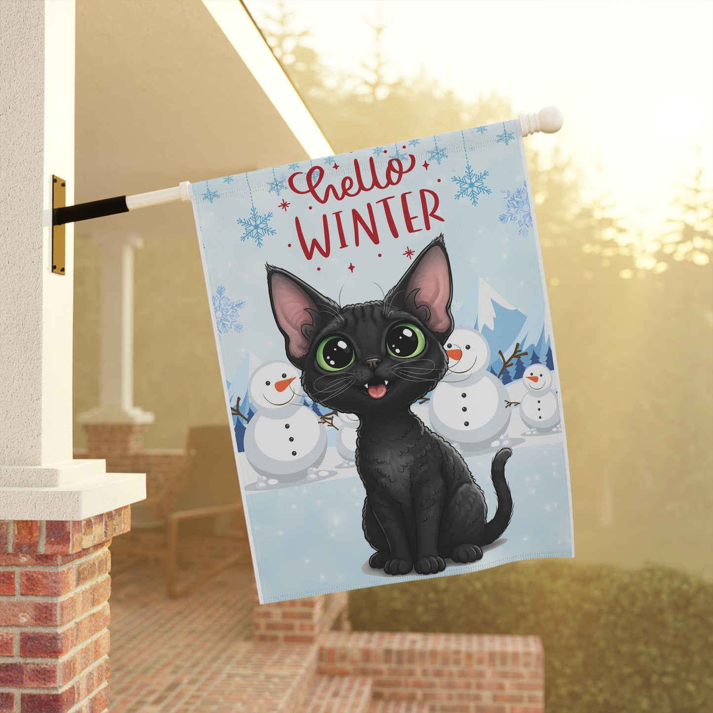 Devon Rex Hello Winter Garden Banner
