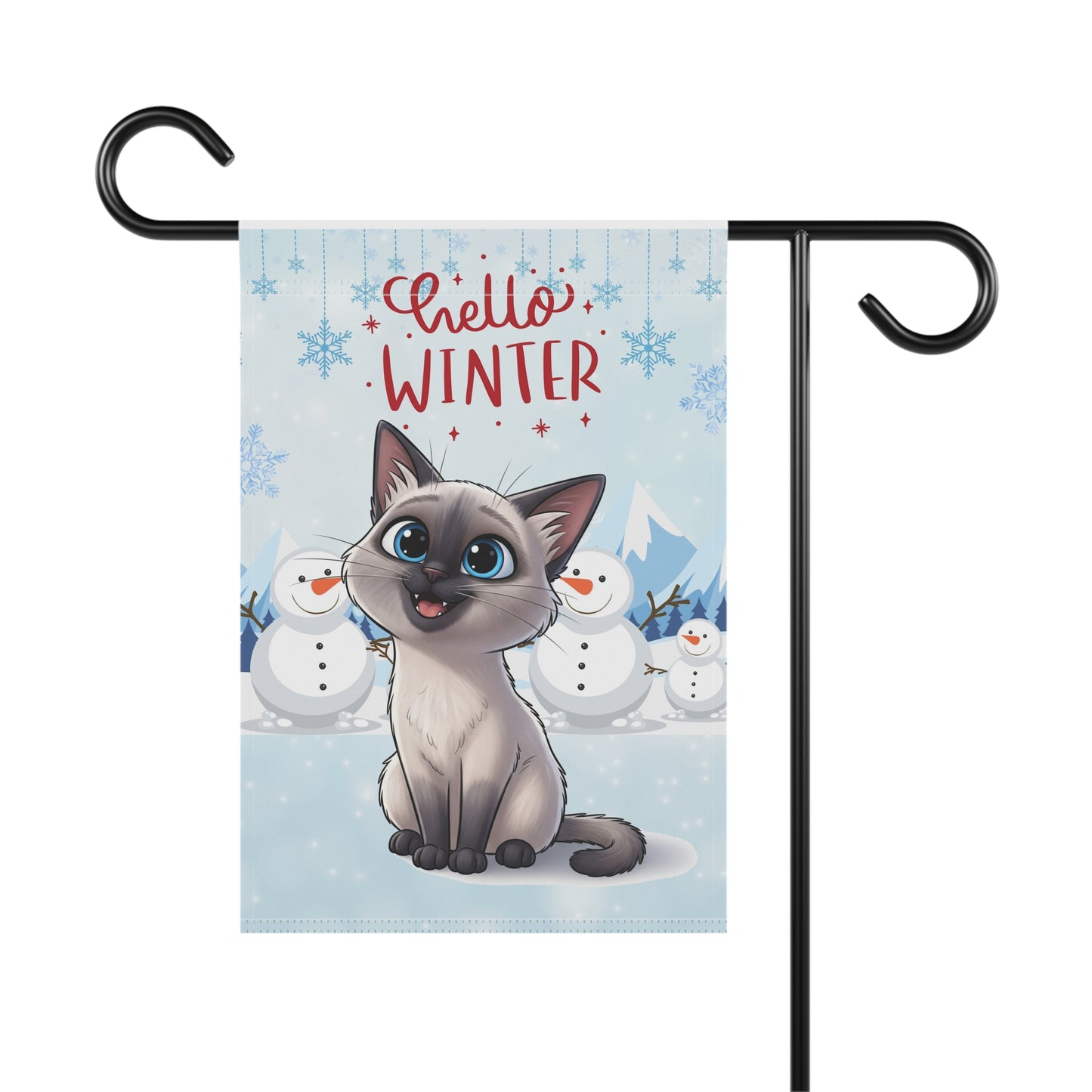 Siamese Cat Hello Winter Garden Banner
