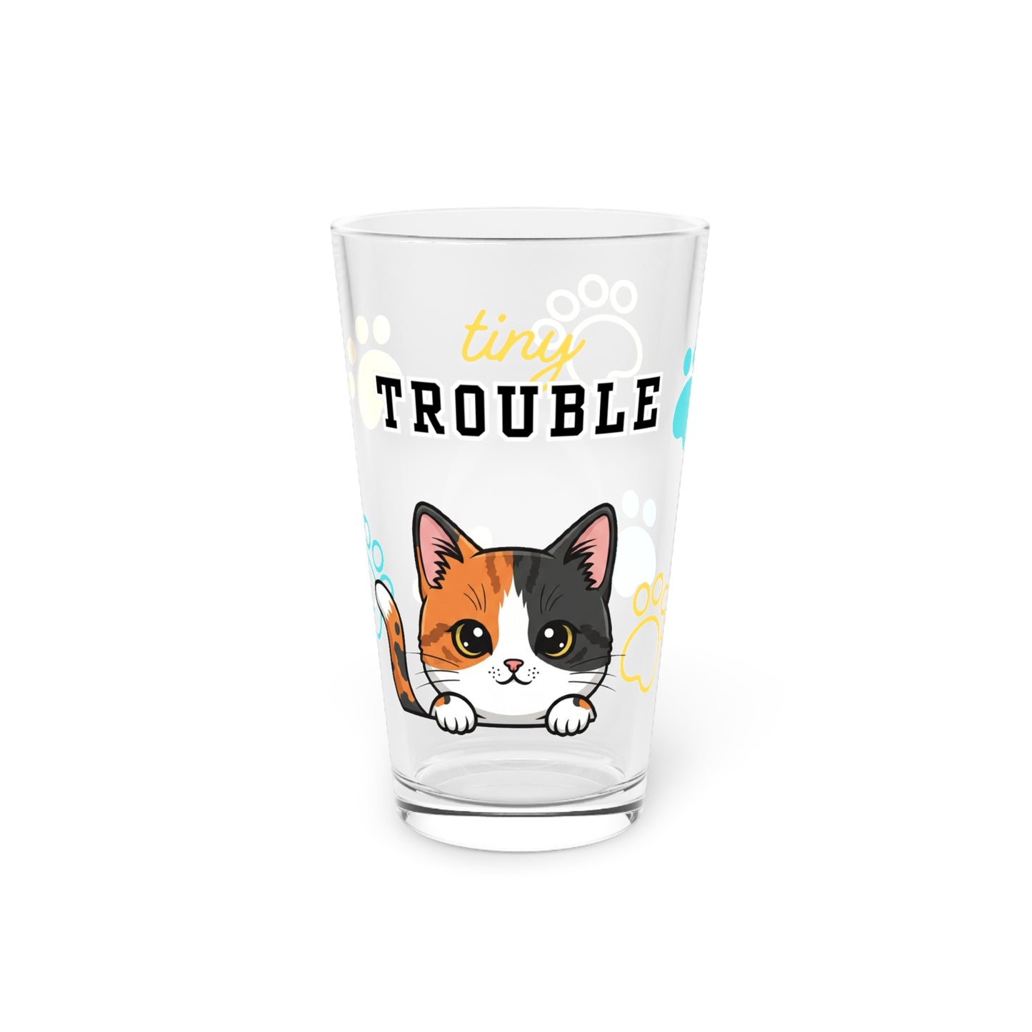 Short hair tortoiseshell cat Tiny Trouble Pint Glass