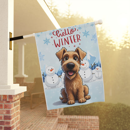 Irish Terrier Hello Winter Garden Banner
