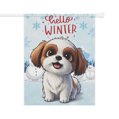 Shih Tzu Hello Winter Garden Banner