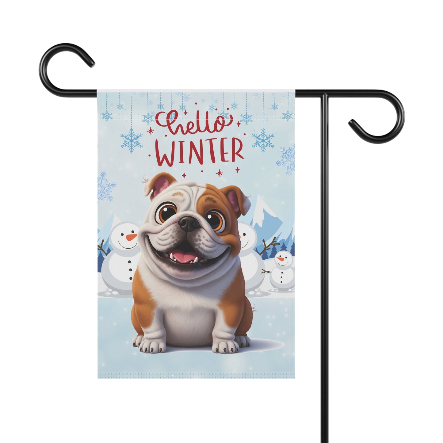 Bulldog Hello Winter Garden Banner