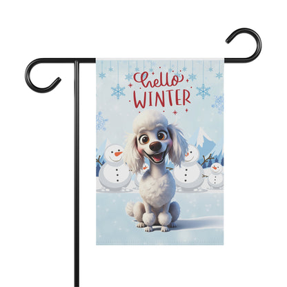Poodle Hello Winter Garden Banner