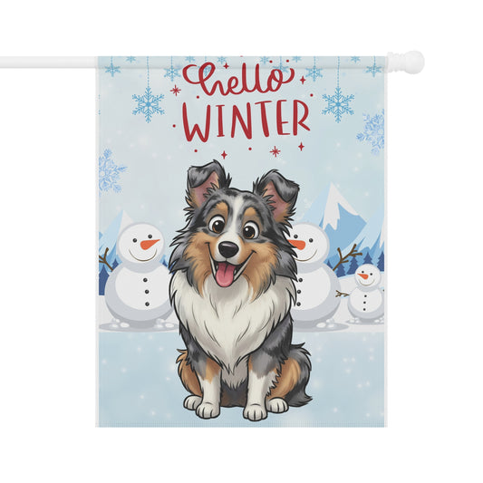 Sheltie Hello Winter Garden Banner