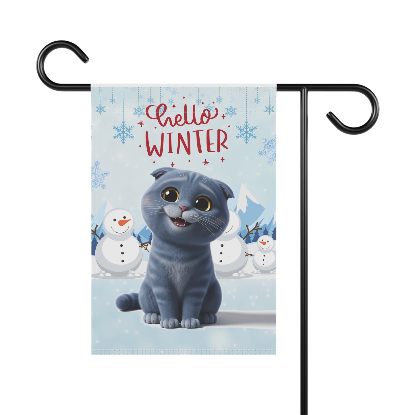 Scottish Fold Hello Winter Garden Banner