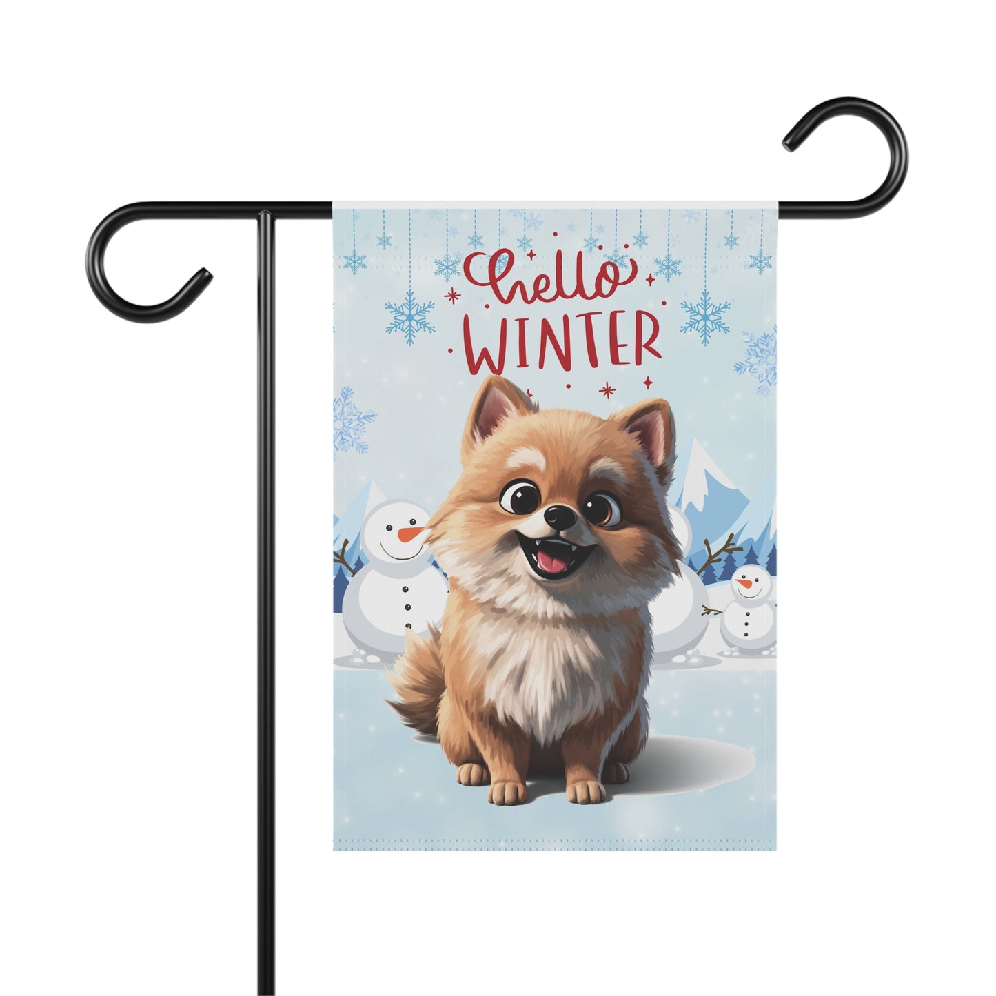 Pomeranian Hello Winter Garden Banner